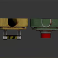 Vintage Industrial Yellow Green Switch Panels Featuring Red Button Arrow ON OFF NO NC Labels