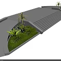 Road Infrastructure With Gray Pavement Steps Green Plants And Palm Trees 3d model