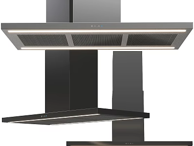 Modern Kitchen Range Hood Appliance With Sleek Black Design And LED Lighting 3d model