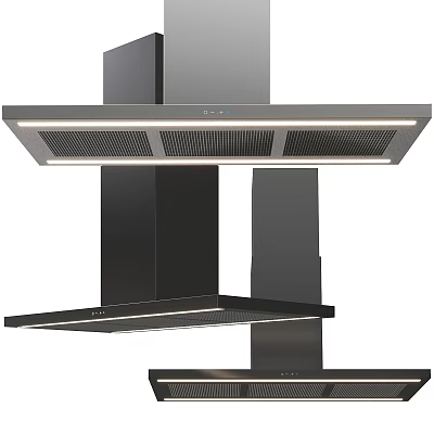 Modern Kitchen Range Hood Appliance With Sleek Black Design And LED Lighting 3d model