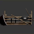 Medieval Style Wooden Weapon Display Rack with Shield Sword Axe and Spears