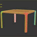 Modern Square Wooden Table with Yellow Curved Legs and Smooth Surface 3d model