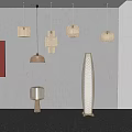 New Chinese-style rattan lamp rattan chandelier floor lamp 3d model
