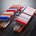 Container Ship Deck Loaded With Colorful Stacked Containers At Commercial Port