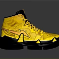 Vibrant Yellow High Top Sneakers With Black Accents Textured Upper And Yellow Laces