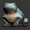 Decorative Turquoise and Orange Frog Sculpture with Bumpy Texture on Dark Background 3d model