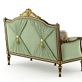 Light Green Multi Seat Sofa With Ornate Golden Carvings And Plush Pillows