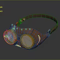 Steampunk Style Jewelry Goggle with Brown Leather Strap and Gold Accents