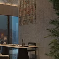 Modern Clubhouse Interior Design With Marble Floor Staircase Hanging Lamp And Decorative Wall