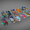 Colorful Aquatic Animals Various Fish With Bright Colors And Patterns Swimming Together