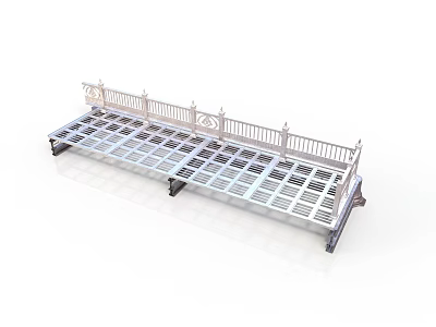 Modern Rectangular Platform Furniture With White Railing And Lattice Floor Design 3d model