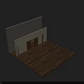 Open Wooden Sliding Doors in Interior With Beige Wall Green Plant and Wooden Floor