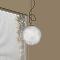 Spherical Textured Pendant Light Hanging By Window With Beige Wall And Blinds 3d model