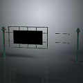 Vintage Green Metal Billboard Frame With Decorative Pillars And Black Panel