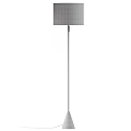Modern Floor Lamp With Beige Fabric Shade Black Metal Pole And Stable Base
