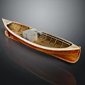 Vintage Wooden Boat With Brown Hull Interior Storage Box And Wooden Structure Details