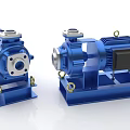 Two Blue Industrial Pumps Featuring Motors And Bases For Industrial Equipment