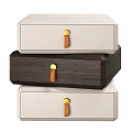Modern Bedside Table Design With White And Dark Brown Drawers Gold Knob And Leather Pull