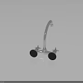 Sleek Polished Chrome Kitchen Faucet With Curved Spout And Round Bases