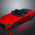 Red Convertible Sports Car With Sleek Design Black Top And Shiny Reflection On Dark Surface