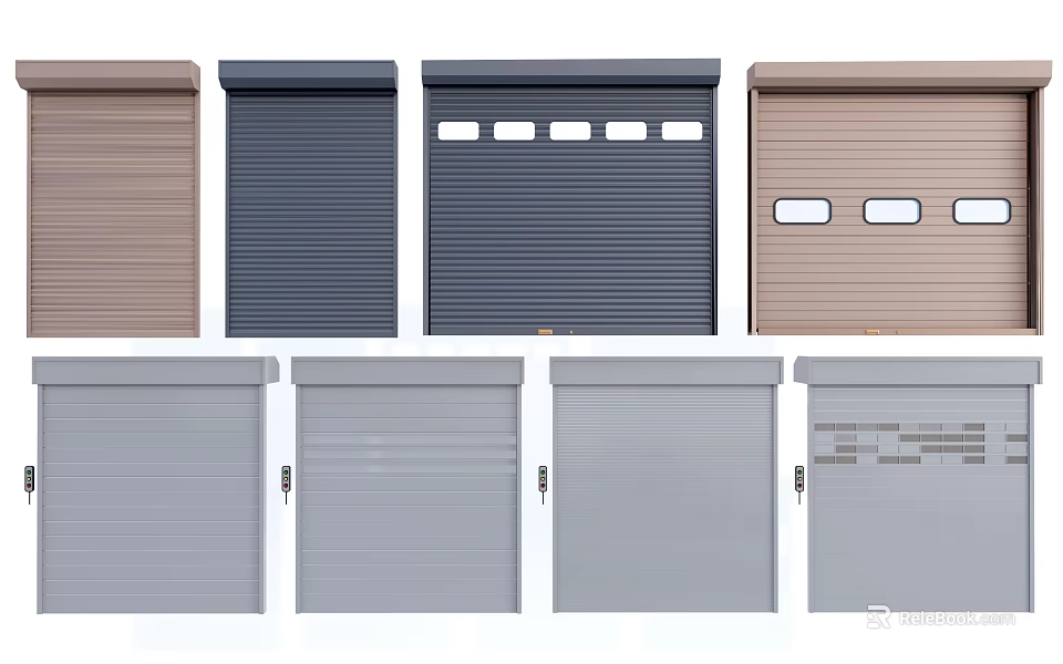 Various Colored Roller Doors With Different Design Styles For Exterior Use 3d model 