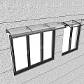 Sliding Windows With Black Frames On Gray Wall And Transparent Awning