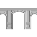 Elegant Gray Decorative Background Wall With Arched Designs And Ornate Moldings 3d model