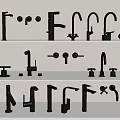 Various Styles Of Water Faucets Displayed On Multiple Tiered Shelves