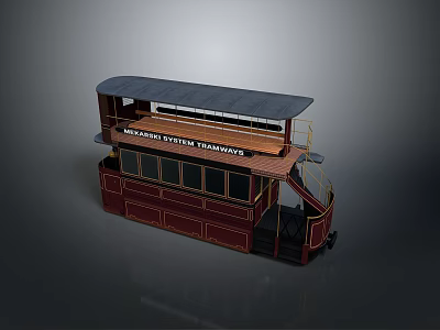 Vintage Melbourne Victoria Tramways Double Decker Train with Open Top Wooden Seats Red Black Design 3d model