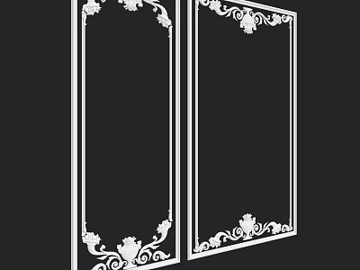 Elegant White Decorative Frames With Ornate Floral Patterns On Black Background 3d model