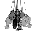 Modern Artistic Chandelier With Multiple Hanging Spherical Elements For Interior Design 3d model