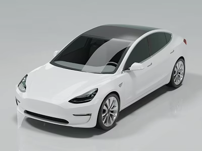 White Modern Car With Sleek Design Black Roof And Alloy Wheels 3d model