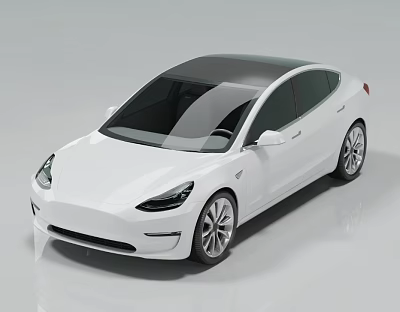 White Modern Car With Sleek Design Black Roof And Alloy Wheels 3d model