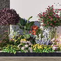 Vibrant Flower Garden With Purple Red Yellow Blooms And Green Foliage