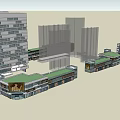 Modern Tall Residential Building with Glass Facades and Adjacent Low Rise Structures