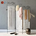 Modern Double Sofa With Metal Frame Screen And Colorful Scarves In Gray Wall Space