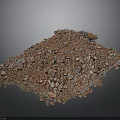 Construction Debris Pile With Small Excavator On Demolition Site