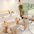 Bubble Tea Shop Modern Interior With White Lattice Partition Hanging Pendant Lights And Cozy Seating