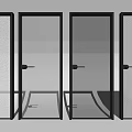 Modern Glass Doors With Black Frames And Various Glass Patterns For Home 3d model