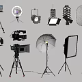 Essential Photography Gear With Tripod Ring Light Camera Softbox And Umbrella