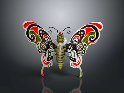 Decorative Style Butterfly Butterfly Insect Art Pattern Colorful Wings Symmetrical Design Traditional Pattern Decorative Insect Craft Butterfly Animal 3d model