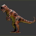Detailed Tyrannosaurus Rex Dinosaur Model In Red And Black Standing Pose With Base Stand