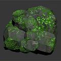 Natural Wooden Stone With Irregular Gray Surface And Green Glowing Spots