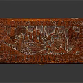 Traditional Carved Wooden Chest With Intricate Patterns Red Finish And Metal Lock