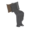 Cozy Gray And Brown Pillows With Striped Blanket For Home Decor