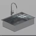 Black Stainless Steel Kitchen Sink With Modern Faucet And Flowing Water