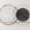Modern Wall Decor Featuring Circular Geometric Patterns With Metal And Wooden Frames 3d model