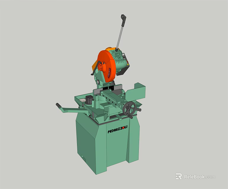 Green Industrial Band Saw Machine With Red Blade For Metal Cutting By PROFISSU 3d model 