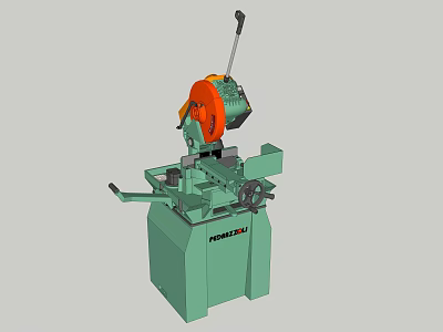 Green Industrial Band Saw Machine With Red Blade For Metal Cutting By PROFISSU 3d model