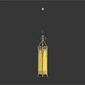 Classic Golden Chandelier With Decorative Hanging Structure And Ornate Design Details
